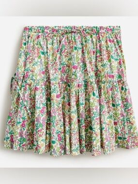 J Crew Tiered Mini Skirt Liberty Fabric Floral Cotton Elastic Waist Womens XL